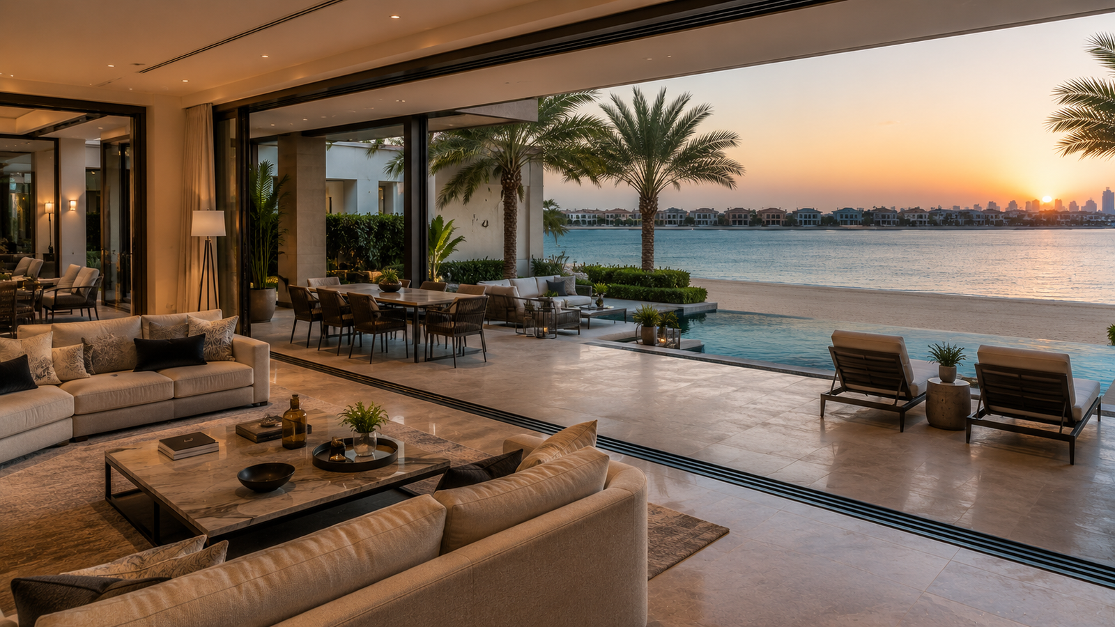 Palm Jumeirah beachfront mansion representing Dubai luxury villa rental income