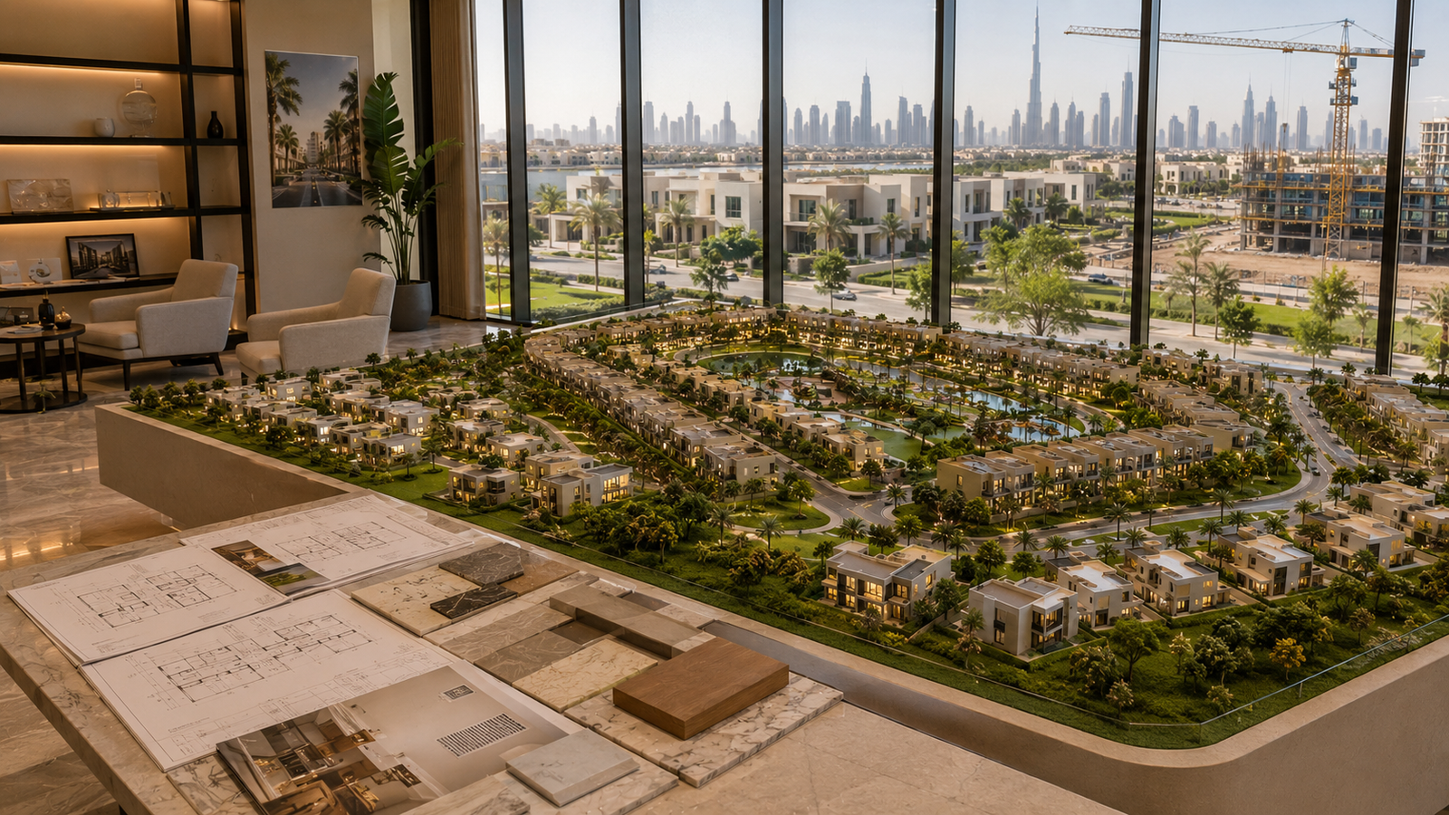 Dubai villa sales gallery showing off-plan houses and townhouse payment plan options