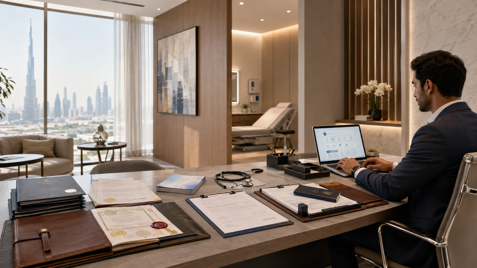 Document attestation, health insurance and service fees involved in a Dubai Golden Visa application